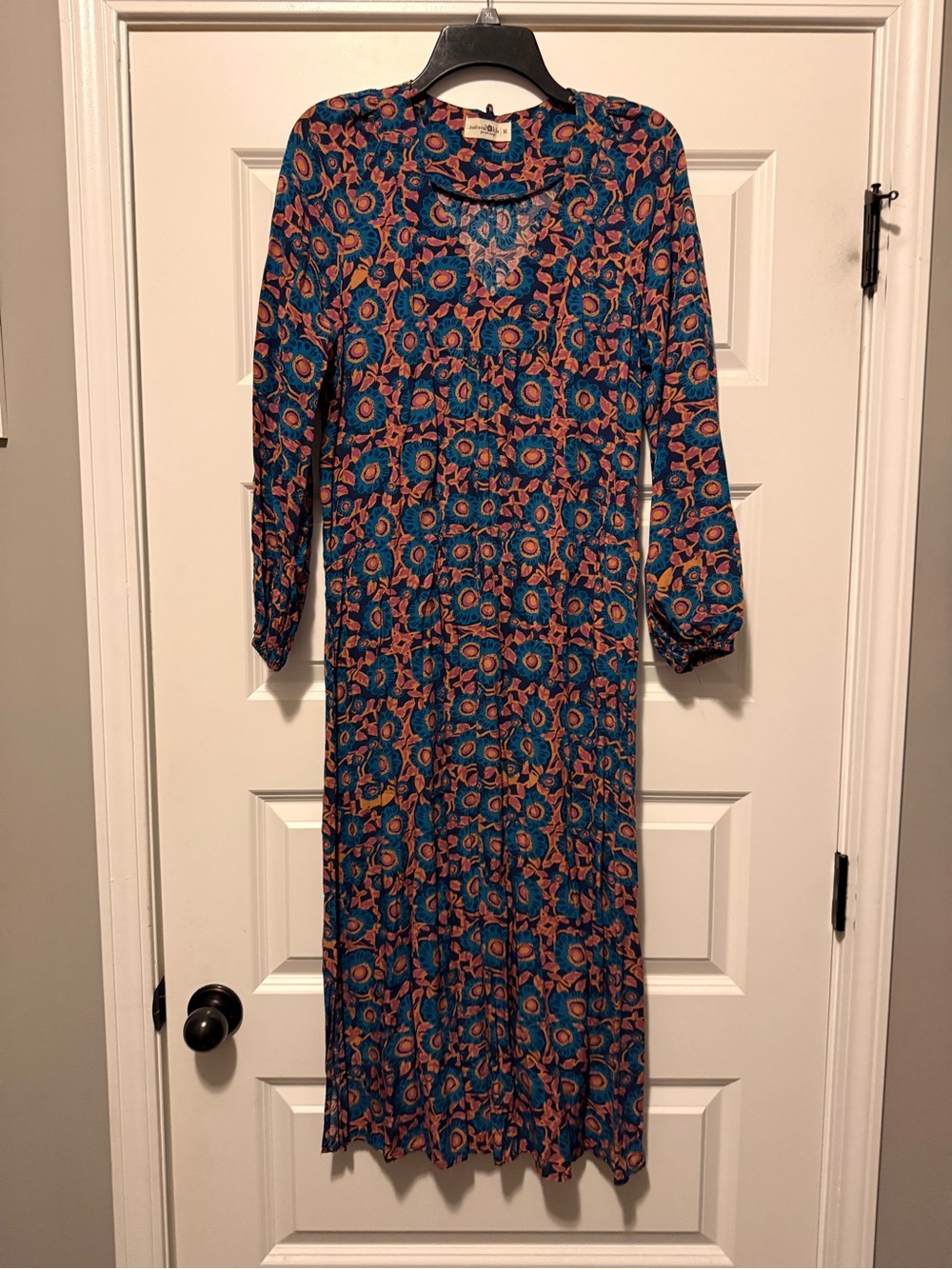 NATURAL LIFE Teal, Rust and Pink Floral Maxi Dress